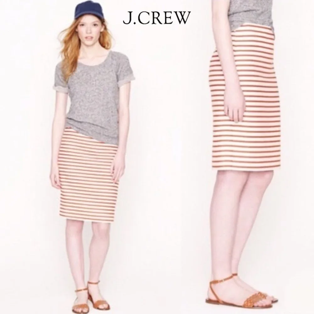 J. CREW No. 2 Pencil Skirt in Deck Stripe Style # 82131 - Red, Size 2 - Picture 16 of 16
